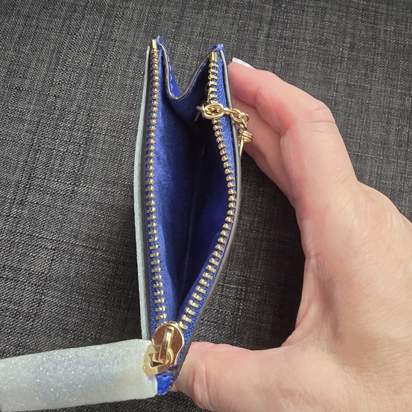 Coach Mini Skinny ID Card Case Blue Leather ID Window Unisex - Picture 3 of 7